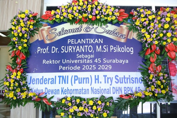 Berbagai Institusi, Tokoh, dan Civitas Akademika Sampaikan Ucapan Selamat atas Pelantikan Rektor Universitas 45 Surabaya Berbagai Institusi, Tokoh, dan Civitas Akademika Sampaikan Ucapan Selamat atas Pelantikan Rektor Universitas 45 Surabaya