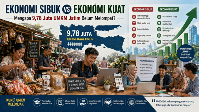 Karya Ilmiah Dosen di Media “Ekonomi Sibuk vs Ekonomi Kuat: Mengapa 9,78 Juta UMKM Jatim Belum Melompat”