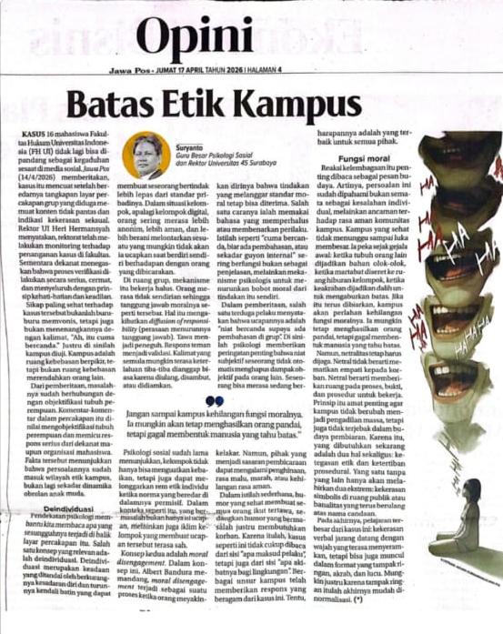 Karya Ilmiah Dosen di Media “Batas Etik Kampus”
